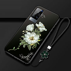 Coque Silicone Fleurs Souple Couleur Unie Etui Housse S01 pour Vivo X60 5G Noir