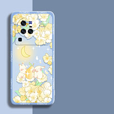 Coque Silicone Fleurs Souple Couleur Unie Etui Housse S01 pour Vivo X80 Pro 5G Jaune