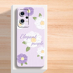 Coque Silicone Fleurs Souple Couleur Unie Etui Housse S01 pour Xiaomi Poco X5 5G Violet