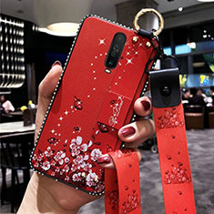 Coque Silicone Fleurs Souple Couleur Unie Etui Housse S01 pour Xiaomi Redmi K30 4G Rouge