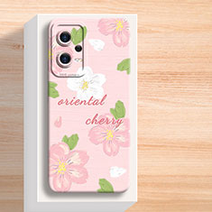 Coque Silicone Fleurs Souple Couleur Unie Etui Housse S01 pour Xiaomi Redmi Note 12 5G Rose