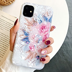 Coque Silicone Fleurs Souple Couleur Unie Etui Housse S02 pour Apple iPhone 11 Rose