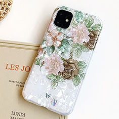 Coque Silicone Fleurs Souple Couleur Unie Etui Housse S02 pour Apple iPhone 11 Vert