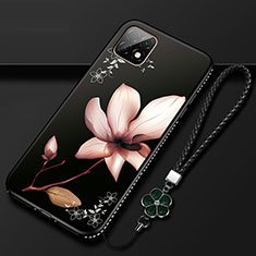 Coque Silicone Fleurs Souple Couleur Unie Etui Housse S02 pour Huawei Enjoy 20 5G Rouge et Noir