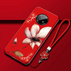 Coque Silicone Fleurs Souple Couleur Unie Etui Housse S02 pour Huawei Enjoy 20 Plus 5G Rouge