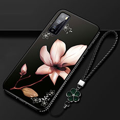 Coque Silicone Fleurs Souple Couleur Unie Etui Housse S02 pour Huawei Enjoy 20 Pro 5G Marron