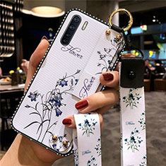 Coque Silicone Fleurs Souple Couleur Unie Etui Housse S02 pour Oppo A91 Blanc