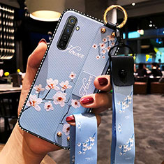 Coque Silicone Fleurs Souple Couleur Unie Etui Housse S02 pour Oppo K5 Bleu Ciel