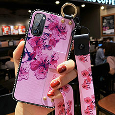 Coque Silicone Fleurs Souple Couleur Unie Etui Housse S02 pour Oppo Reno4 5G Violet