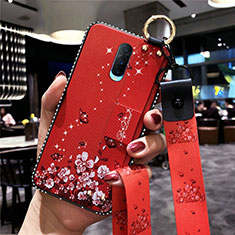 Coque Silicone Fleurs Souple Couleur Unie Etui Housse S02 pour Oppo RX17 Pro Rouge