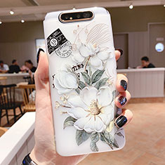 Coque Silicone Fleurs Souple Couleur Unie Etui Housse S02 pour Samsung Galaxy A80 Vert