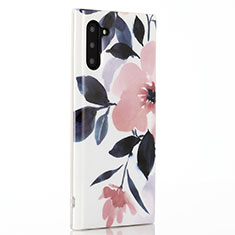 Coque Silicone Fleurs Souple Couleur Unie Etui Housse S02 pour Samsung Galaxy Note 10 Rose