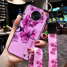 Coque Silicone Fleurs Souple Couleur Unie Etui Housse S02 pour Xiaomi Poco F2 Pro Violet