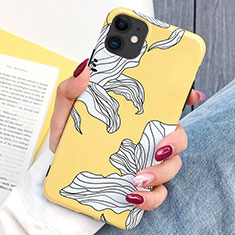 Coque Silicone Fleurs Souple Couleur Unie Etui Housse S03 pour Apple iPhone 11 Jaune