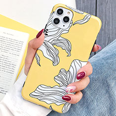 Coque Silicone Fleurs Souple Couleur Unie Etui Housse S03 pour Apple iPhone 11 Pro Max Jaune