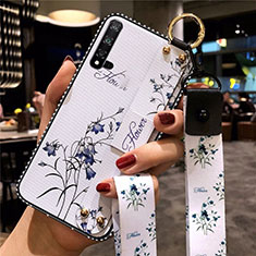 Coque Silicone Fleurs Souple Couleur Unie Etui Housse S03 pour Huawei Nova 5 Blanc