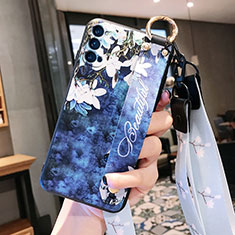 Coque Silicone Fleurs Souple Couleur Unie Etui Housse S03 pour Oppo Reno4 Pro 5G Bleu