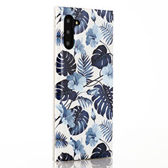 Coque Silicone Fleurs Souple Couleur Unie Etui Housse S03 pour Samsung Galaxy Note 10 5G Bleu