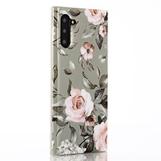 Coque Silicone Fleurs Souple Couleur Unie Etui Housse S03 pour Samsung Galaxy Note 10 Gris