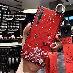 Coque Silicone Fleurs Souple Couleur Unie Etui Housse S03 pour Xiaomi Mi 10 Rouge