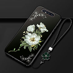 Coque Silicone Fleurs Souple Couleur Unie Etui Housse S06 pour Samsung Galaxy A90 4G Noir