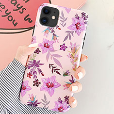 Coque Silicone Fleurs Souple Couleur Unie Etui Housse S07 pour Apple iPhone 11 Violet