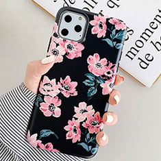 Coque Silicone Fleurs Souple Couleur Unie Etui Housse S08 pour Apple iPhone 11 Pro Noir