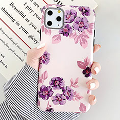 Coque Silicone Fleurs Souple Couleur Unie Etui Housse S08 pour Apple iPhone 11 Pro Violet