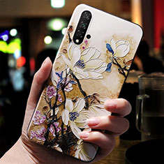 Coque Silicone Fleurs Souple Couleur Unie pour Huawei Honor 20S Marron