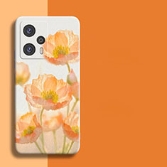 Coque Silicone Fleurs Souple Couleur Unie pour Xiaomi Redmi Note 12 Turbo 5G Orange