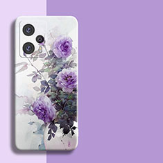 Coque Silicone Fleurs Souple Couleur Unie pour Xiaomi Redmi Note 12 Turbo 5G Violet