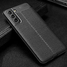 Coque Silicone Gel Motif Cuir Housse Etui A01 pour Samsung Galaxy S21 5G Noir