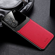Coque Silicone Gel Motif Cuir Housse Etui avec Magnetique FL1 pour Samsung Galaxy A52 4G Rouge