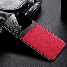 Coque Silicone Gel Motif Cuir Housse Etui avec Magnetique FL1 pour Samsung Galaxy A72 5G Rouge