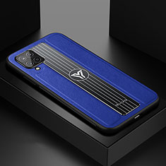Coque Silicone Gel Motif Cuir Housse Etui avec Magnetique FL1 pour Samsung Galaxy M12 Bleu