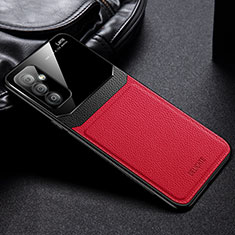 Coque Silicone Gel Motif Cuir Housse Etui avec Magnetique FL1 pour Samsung Galaxy M23 5G Rouge