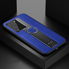 Coque Silicone Gel Motif Cuir Housse Etui avec Magnetique FL1 pour Samsung Galaxy S20 Ultra Bleu
