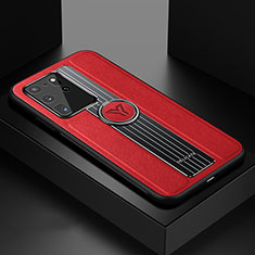 Coque Silicone Gel Motif Cuir Housse Etui avec Magnetique FL1 pour Samsung Galaxy S20 Ultra Rouge