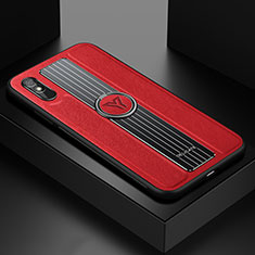 Coque Silicone Gel Motif Cuir Housse Etui avec Magnetique FL1 pour Xiaomi Redmi 9i Rouge