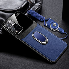 Coque Silicone Gel Motif Cuir Housse Etui avec Magnetique FL2 pour Xiaomi Poco X4 NFC Bleu
