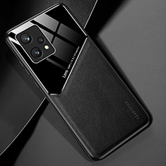 Coque Silicone Gel Motif Cuir Housse Etui avec Magnetique pour Realme Narzo 50 Pro 5G Noir