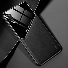 Coque Silicone Gel Motif Cuir Housse Etui avec Magnetique pour Samsung Galaxy A02 Noir