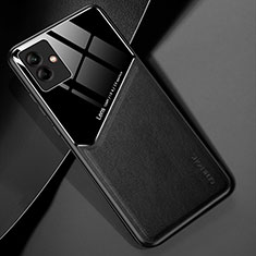 Coque Silicone Gel Motif Cuir Housse Etui avec Magnetique pour Samsung Galaxy A04 4G Noir