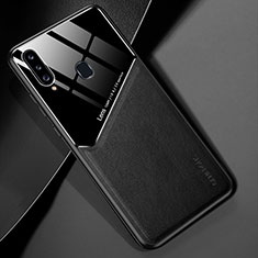 Coque Silicone Gel Motif Cuir Housse Etui avec Magnetique pour Samsung Galaxy A20s Noir