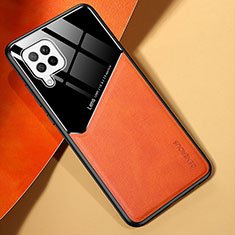 Coque Silicone Gel Motif Cuir Housse Etui avec Magnetique pour Samsung Galaxy A42 5G Orange