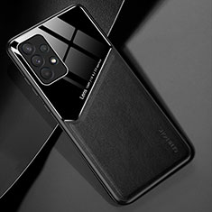 Coque Silicone Gel Motif Cuir Housse Etui avec Magnetique pour Samsung Galaxy M32 5G Noir