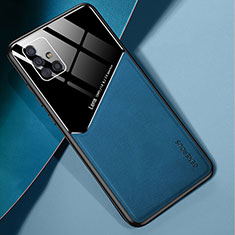 Coque Silicone Gel Motif Cuir Housse Etui avec Magnetique pour Samsung Galaxy M40S Bleu