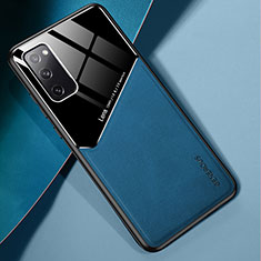 Coque Silicone Gel Motif Cuir Housse Etui avec Magnetique pour Samsung Galaxy S20 Lite 5G Bleu