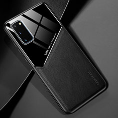 Coque Silicone Gel Motif Cuir Housse Etui avec Magnetique pour Samsung Galaxy S20 Noir