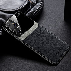 Coque Silicone Gel Motif Cuir Housse Etui avec Magnetique pour Samsung Galaxy S22 Ultra 5G Noir